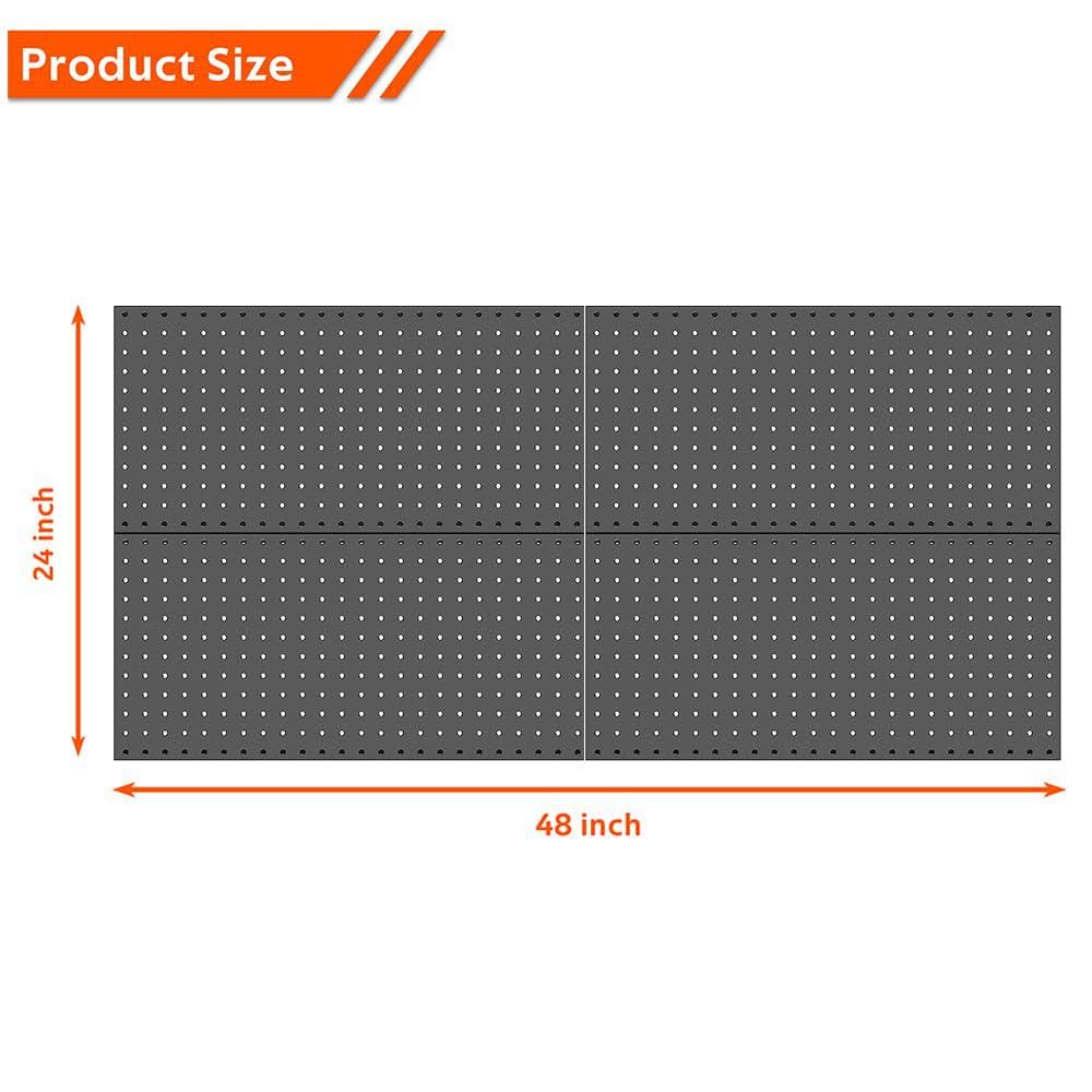 Black Heavy Duty Steel Pegboard Panels for Garage Tool Storage (4-Pack)