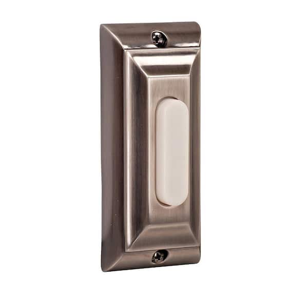 Wired Surface Mount Antique Pewter Finish Doorbell Push Button with Illuminated LED Chime Button