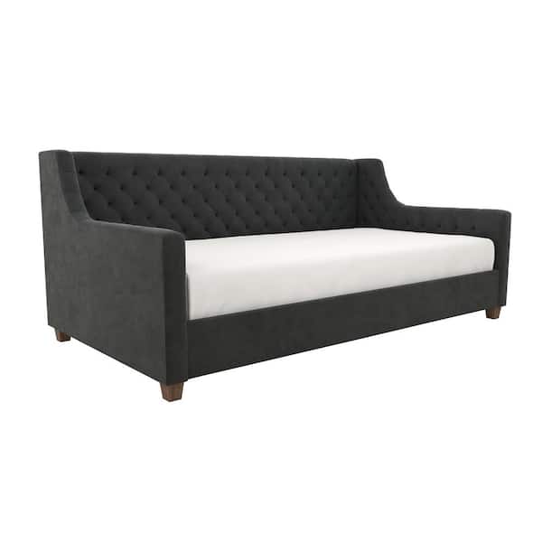 DHP Jenna Gray Velvet Upholstered Twin Daybed