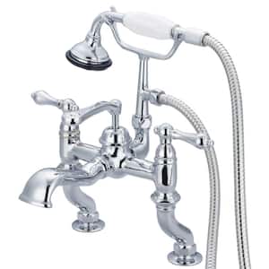 3-Handle Vintage Claw Foot Tub Faucet with Handshower and Lever Handles in Triple Plated Chrome