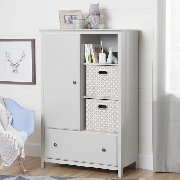 South Shore Cotton Candy Soft Gray Armoire