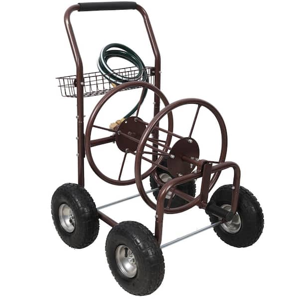 250 ft. Capacity Heavy Duty Metal Hose Reel Cart, Portable Outdoor Garden Hose Storage Caddie