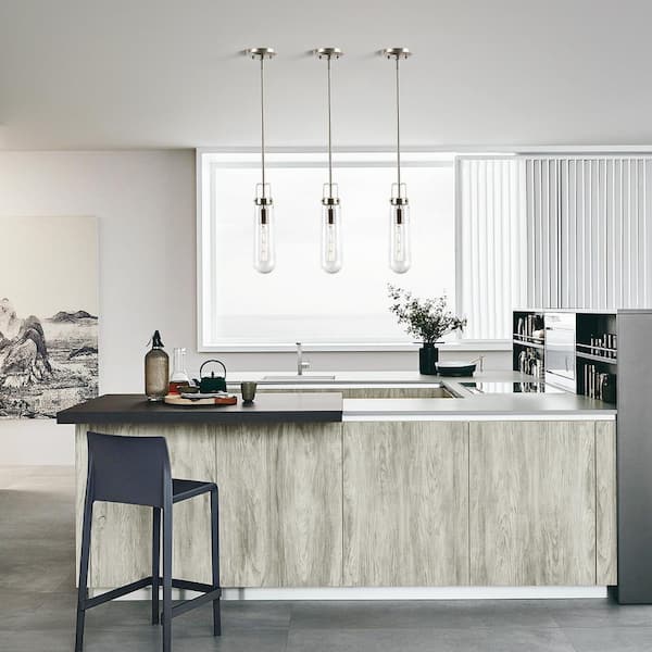 Tahoe 1-Light Satin Nickel/Seeded Pendant with Glass Shade