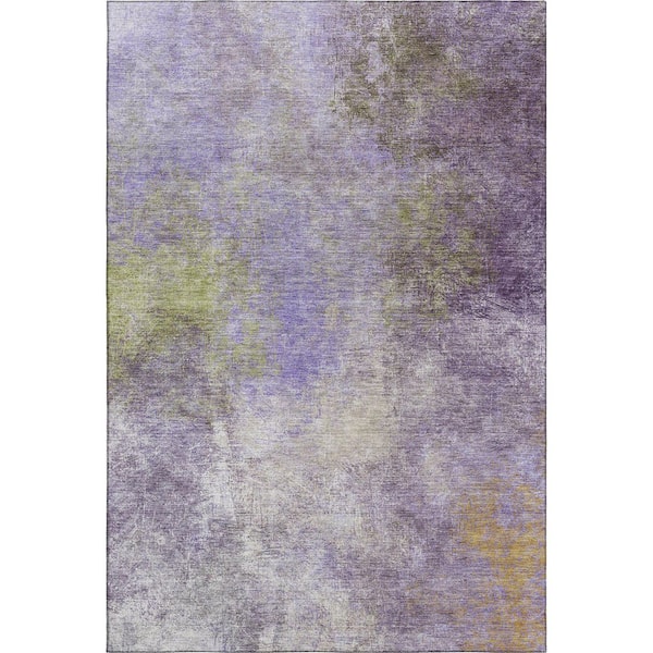 Mayfield Premium Machine Washable Abstract AMF1999 Purple 3 ft. x 5 ft. Area Rug