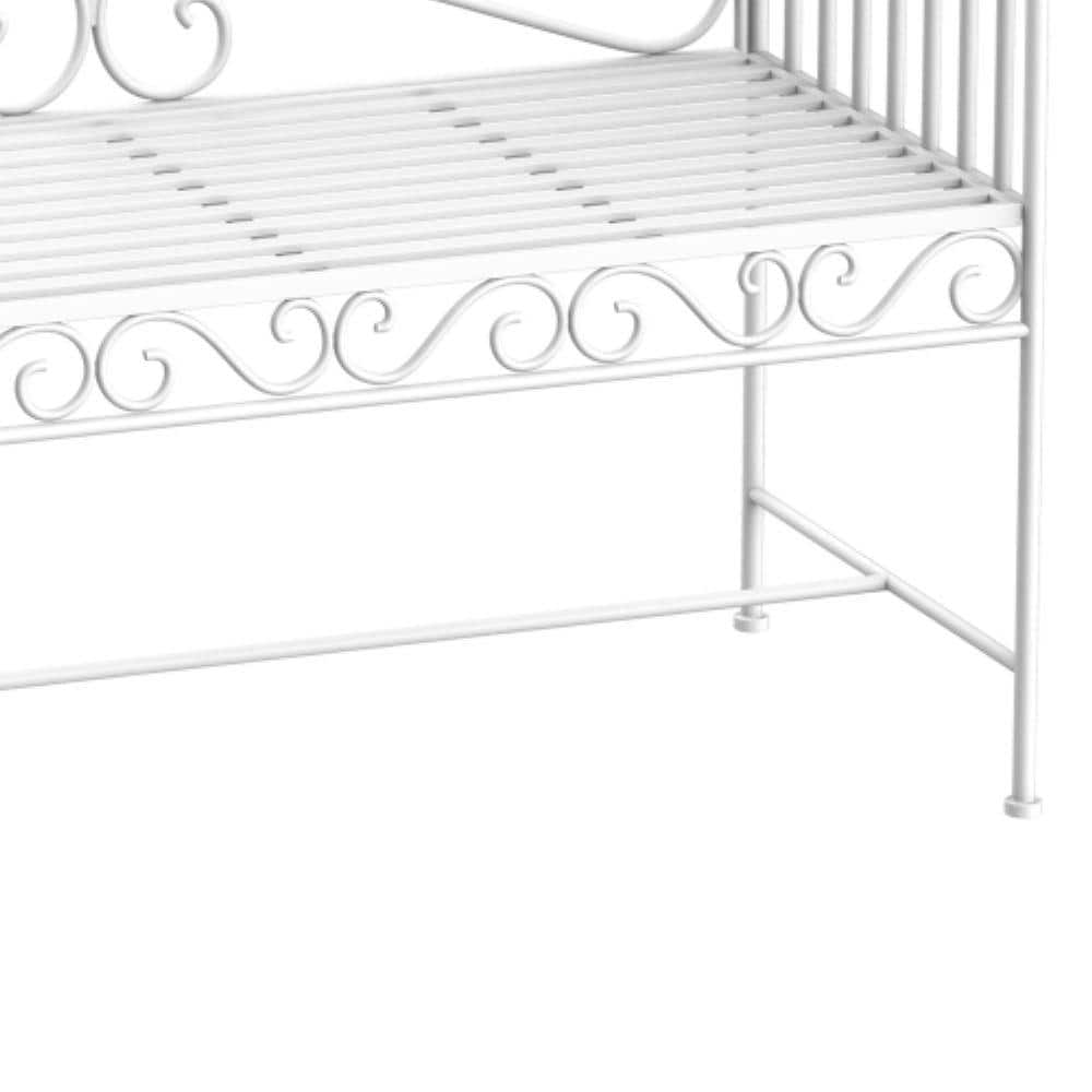 Cream White 43" Iron Two-Seater Garden Bench