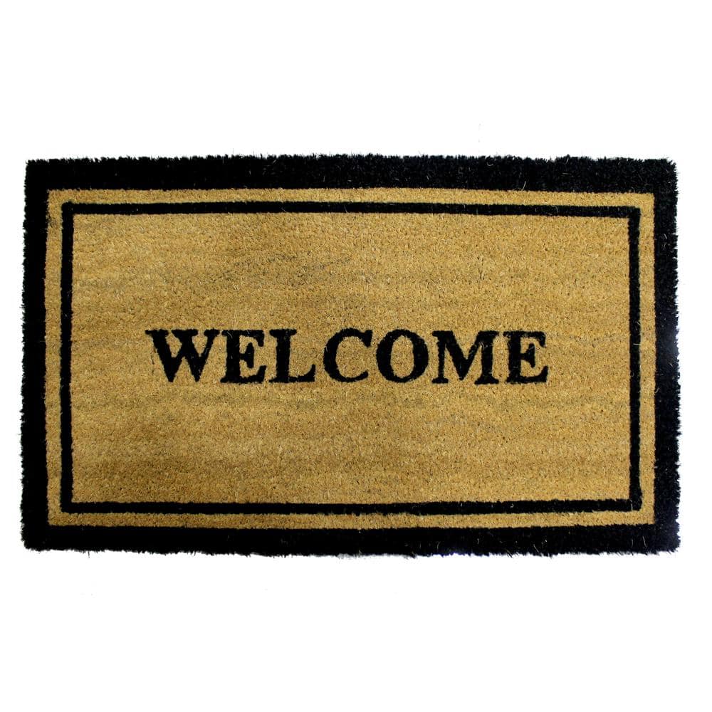 Welcome Natural 18 in. W x 30 in. L Coir Non-Slip Indoor Outdoor Door Mat