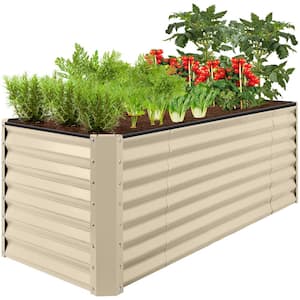 8 ft. x 2 ft. x 2 ft. Beige Rectangular Steel Raised Garden Bed Planter Box for Vegetables, Flowers, Herbs