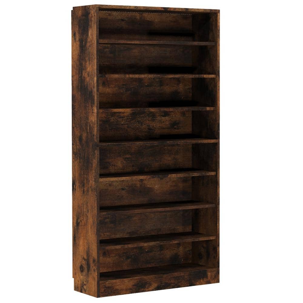 BYBLIGHT Eulas 71 in. Tall Dark Brown Wood 9 Tier Standard