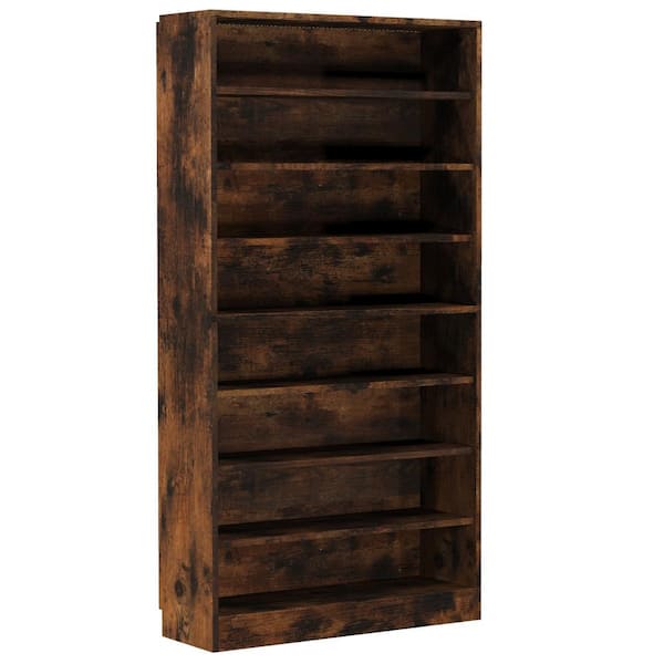 BYBLIGHT Eulas 71 in. Tall Dark Brown Wood 9 Tier Standard Bookcase with Interior Shelves, Open Display Bookshelf