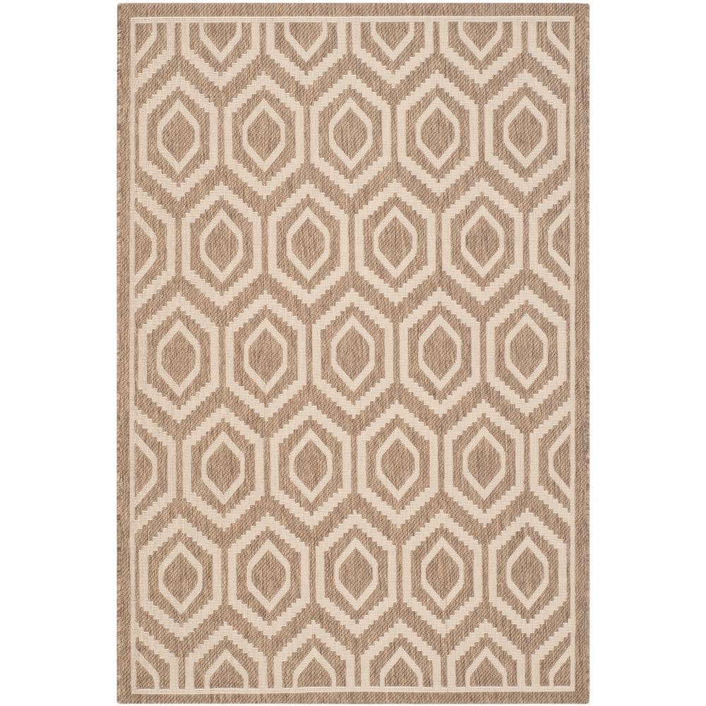Brown and Bone Geometric Indoor/Outdoor Area Rug