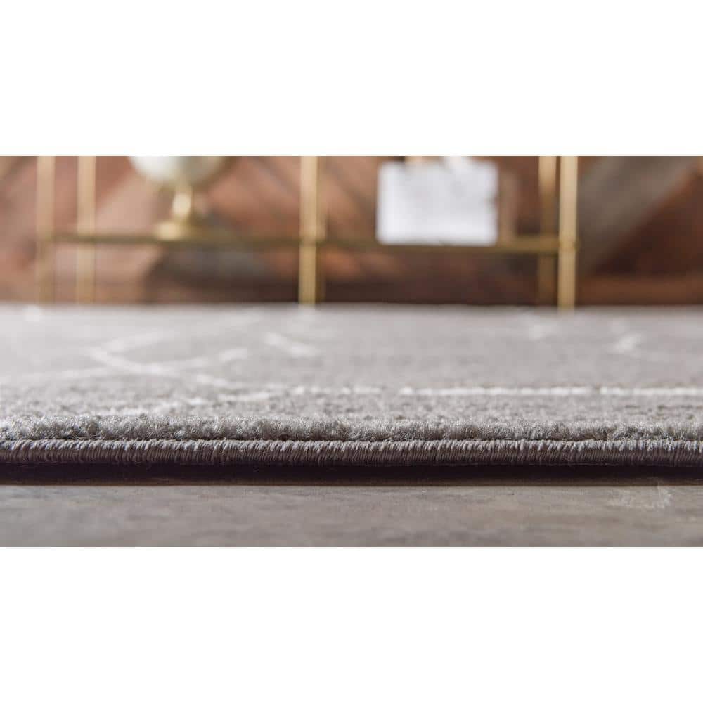 Geometric Trellis Frieze Dark Gray/Ivory Area Rug 3'3" x 5'3"