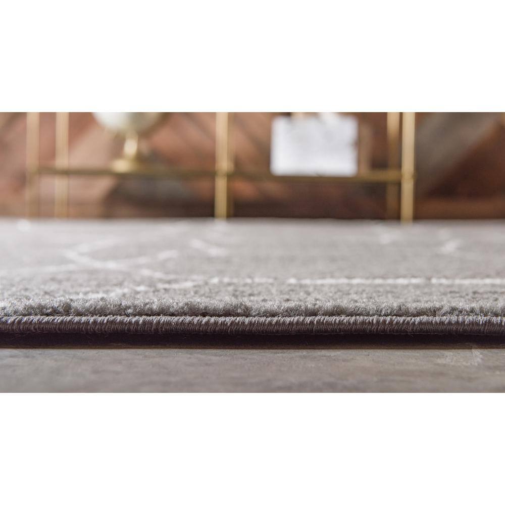 Dark Gray and Ivory Geometric Trellis Runner Rug