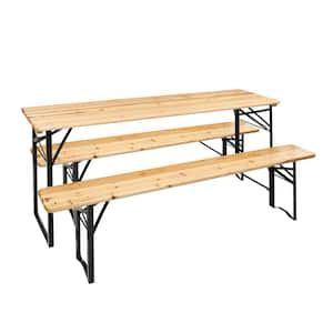 70 in. 3-Piece Wood Picnic Benches with Table