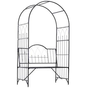 80 in. H x 23.25 in. W Steel Arched Arbor with Bench Seat, Black