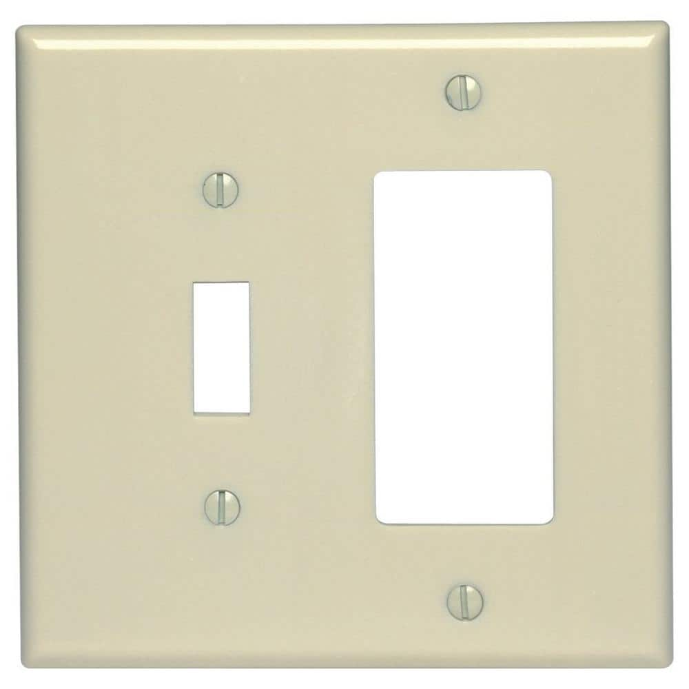 Leviton Ivory 2-Gang 1-Toggle/1-Decorator/Rocker Wall Plate (1-Pack ...