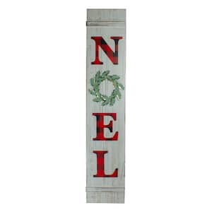 48 in. White And Red Wooden Noel Christmas Wall Sign