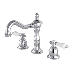 Bel-Air 8 in. Widespread 2-Handle Bathroom Faucets with Brass Pop-Up in Polished Chrome