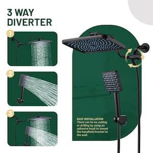 Rainfull 12 in. 2-in-1 6-Spray Dual Wall Mount Filtered Shower Head Fixed and Handheld Shower Head 1.8 GPM in Black