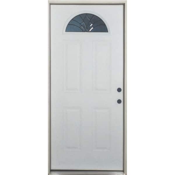 Steves & Sons 36 in. x 80 in. Webville Fan Lite Primed White Fiberglass Prehung Front Door