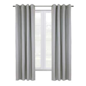 Shadow Grey Polyester Textured 52 in. W x 108 in. L Grommet Indoor Blackout Curtain (Single Panel)