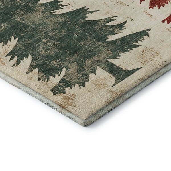Mayfield Premium Machine Washable Abstract AMF1811 Ivory 5 ft. x 7 ft. 6 in. Area Rug