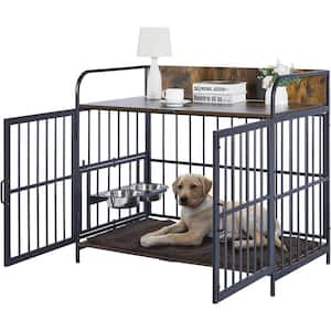 41 in. W Dog Crate Furniture Heavy-Duty Dog Kennel Indoor Adjustable Water Bowl Decorative Crate for Large Medium Dog