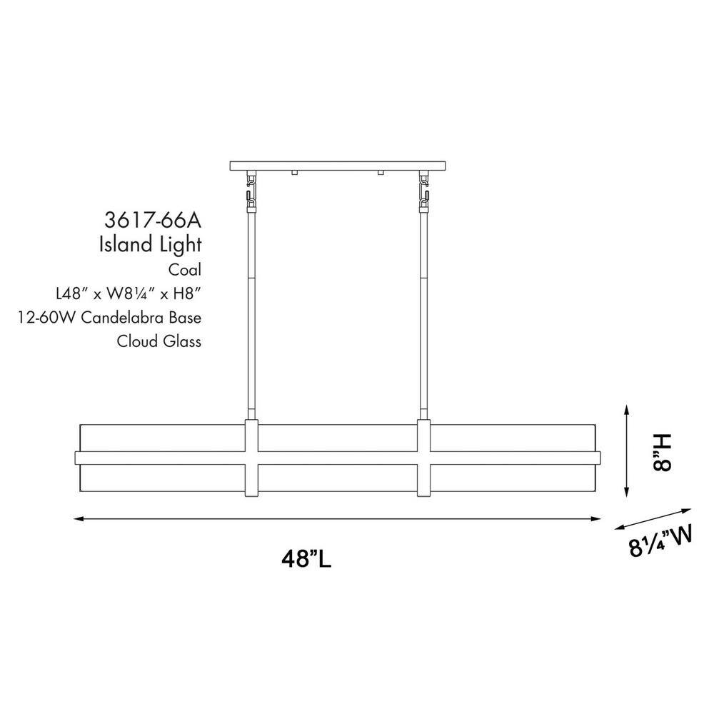 Coal and Cloud Glass 12-Light Linear Chandelier