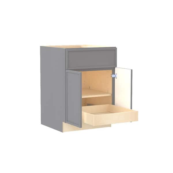 Home Decorators Collection Franklin 30 in. W x 24 in. D x 34.5 in. H Assembled Plywood Base Kitchen Cabinet in Veiled Gray with 1ROT Soft Close