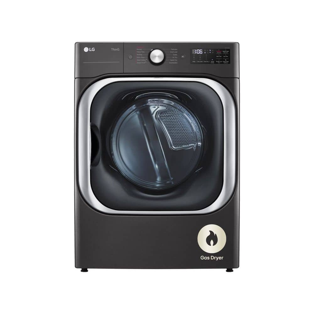9.0 cu. ft. Vented SMART Stackable Gas Dryer in Black Steel with TurboSteam and Sensor Dry Technology