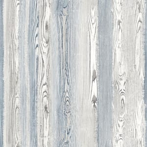 Cady Blue Wood Panel Paper Strippable Wallpaper (Covers 56.4 sq. ft.)