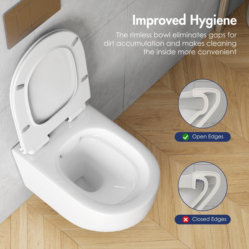 Hampton White Wall Mounted Dual Flush Toilet