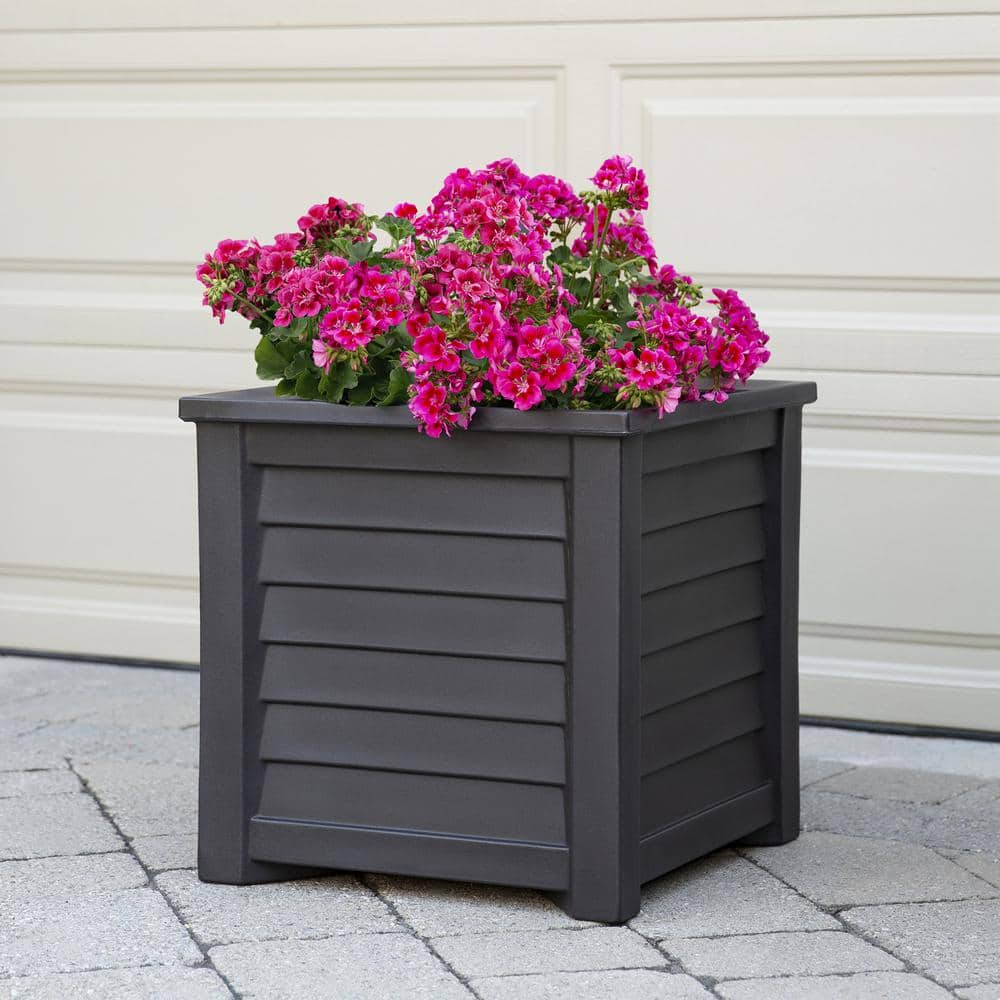 Espresso Square Self-Watering Polyethylene Planter, 20"x20"
