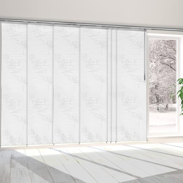 EMOH Primrose 110 in. - 153 in. W x 94 in. L Adjustable 7- Panel Satin Nickel Single Rail Panel Track with 23.5 in. Slates