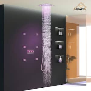 1-Spray Wall Bar Shower Kit System with Body Spray Jets in Brushed Nickel