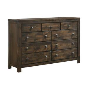 Hype 6-Drawer Natural Walnut and Carrara Marble Double Dresser 36 in. H x  57 in. W x 18 in. D