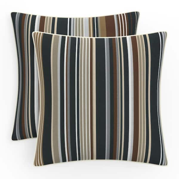 Pillow Perfect Stripe 18.5 in W x 5 in H Outdoor Large Throw Pillows 2-Count in Black Multi Labrisa Rattan