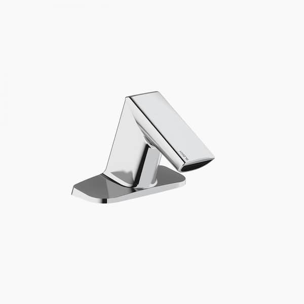 SLOAN Battery-Powered Deck-Mounted Low Integrated Base Body Single Hole Touchless Bathroom Faucet in Polished Chrome