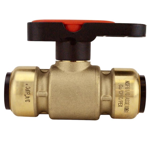 Tectite 3/4 in. Brass Push-To-Connect Compact Ball Valve with Lockable Handle