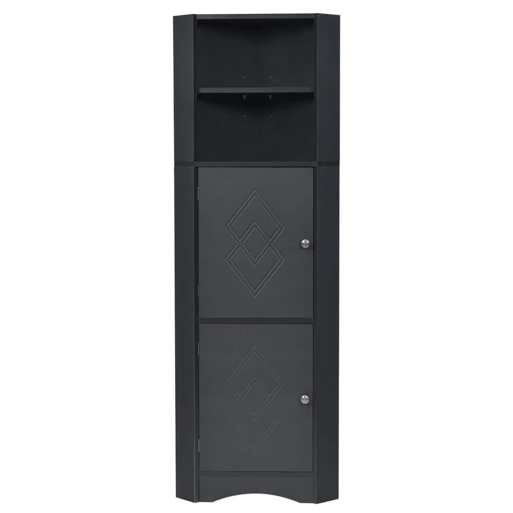 15 in. W x 15 in. D x 61 in. H Storage Tall Corner Cabinet with Doors, Adju