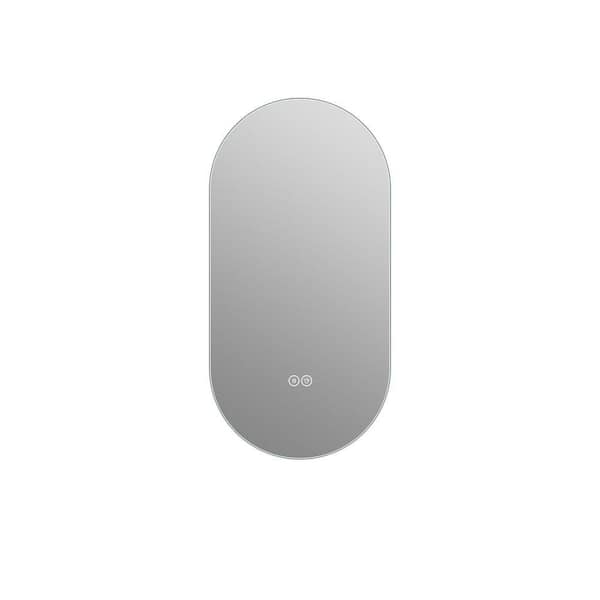 48 in. W x 24 in. H Oval Wall Mounted LED Touch Screen Anti-fog Mirror Bathroom Mirror, Barber Shop Mirror