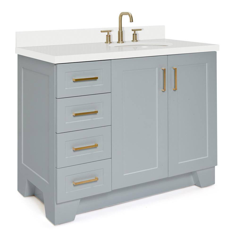 Taylor 43" Gray Freestanding Single Bathroom Vanity with Quartz Top