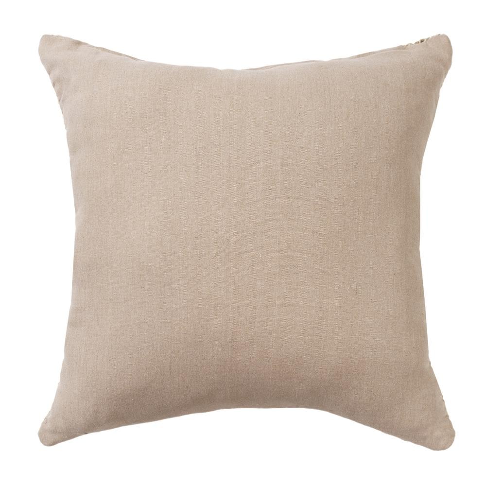 Tan Geometric Textured Hand-Woven Cotton Blend Throw Pillow
