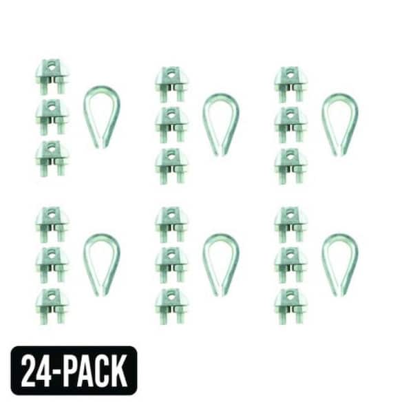 1/16 in. Zinc-Plated Wire Rope U-Bolt Clamp Set (24-Pack)