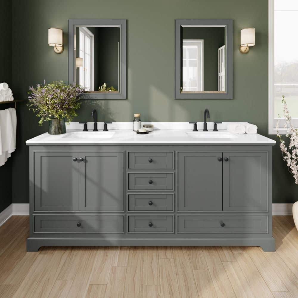 Deborah 80 in. Double Freestanding Dark Gray Bath Vanity with Top price history on PriceWatchPro