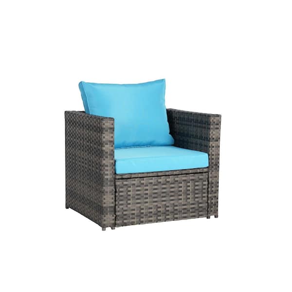 Lycvki Light Blue Wicker Outdoor Pati...