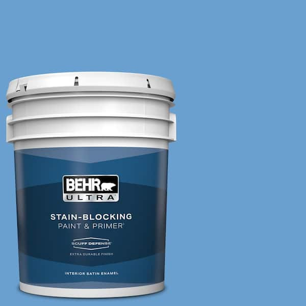 BEHR ULTRA 5 gal. #P520-4 Cornflower Extra Durable Satin Enamel Interior Paint & Primer