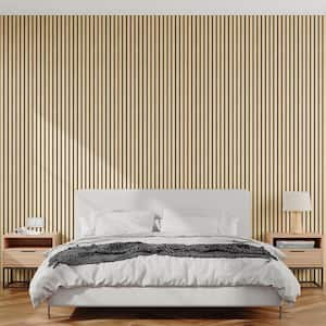 0.9 in. x 1.97 ft. x 7.87 ft. White Oak Acoustic/Sound Absorb 3 D Overlapping Wood Slat Decorative Wall Paneling 1-Pack