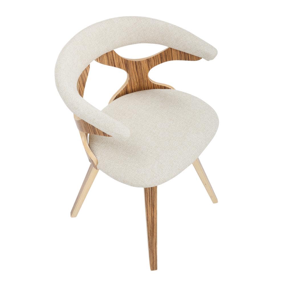 Gardenia Cream Zebra Wood Swivel Side Chair with Cutout Back