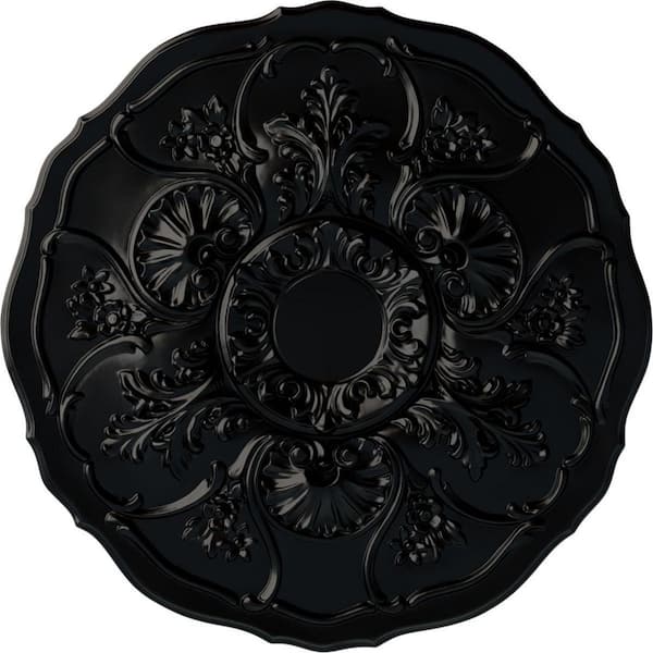 Ekena Millwork 22-1/2" x 1-1/2" Cornelia Urethane Ceiling Medallion (Fits Canopies upto 4"), Hand-Painted Jet Black