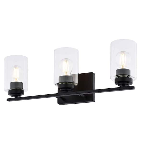 VAXCEL Park Ridge 22 in. 3-Light Matte Black Vanity Light